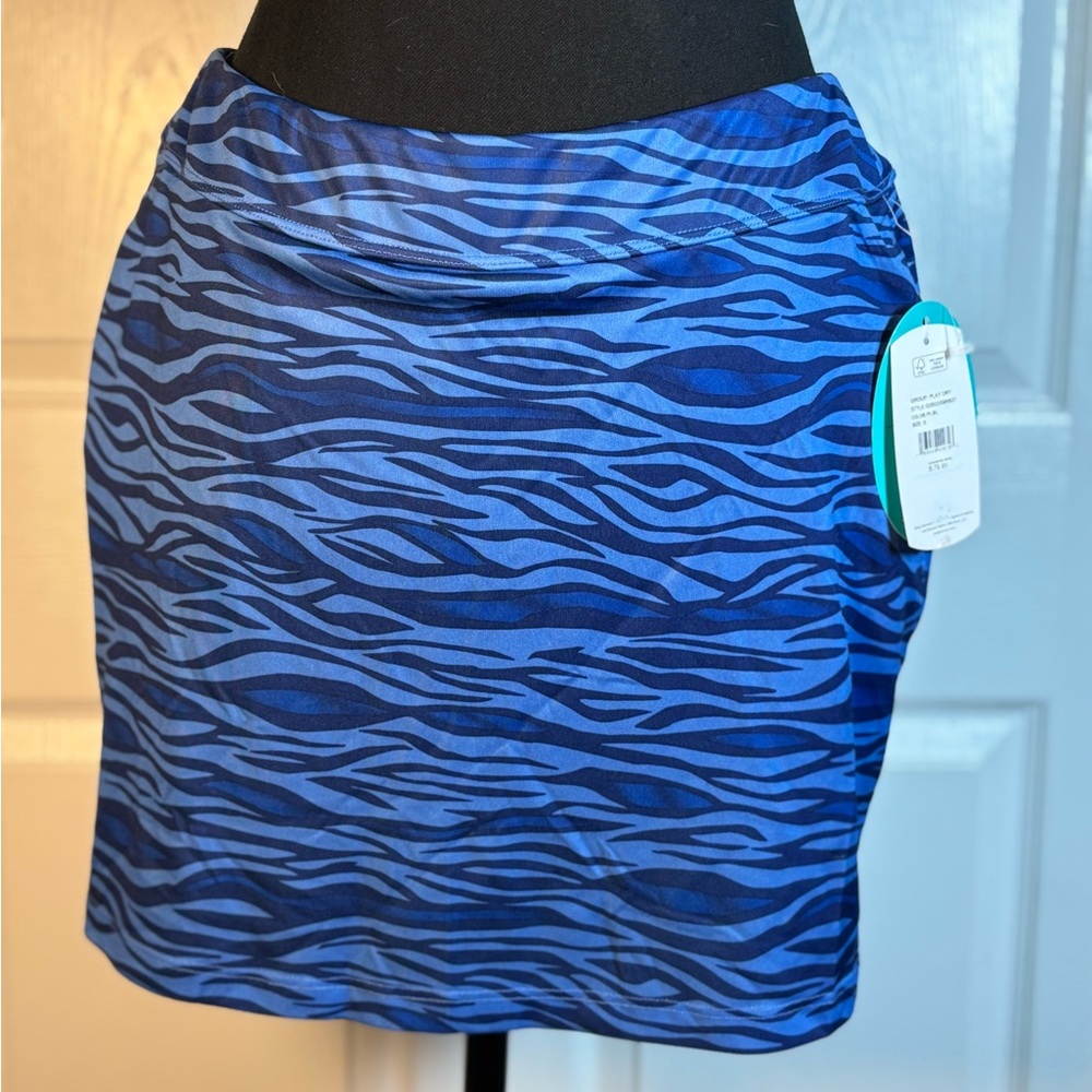 Greg Norman Collection Blue Wave Pattern active wear golf skirt NWT
